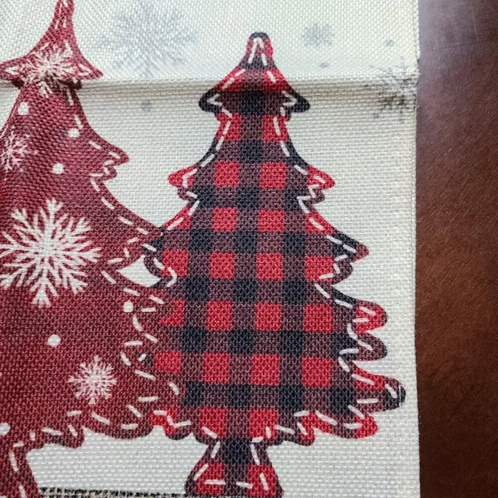 Christmas Table Runner Cottage Farmhouse Decor Red Black Holiday Decoration 72